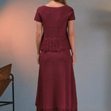 Fringe Hem Knit Midi Skirt