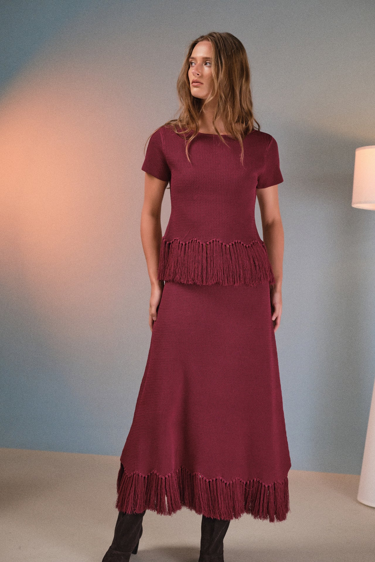 Fringe Hem Knit Top – English Factory