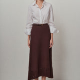 Fringe Hem Knit Midi Skirt