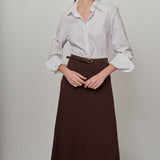 Fringe Hem Knit Midi Skirt
