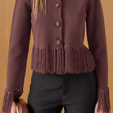 Fringe Trim Knit Cardigan
