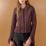 Fringe Trim Knit Cardigan