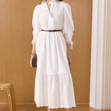 Ruffle Collar Puff Sleeve Maxi Dress