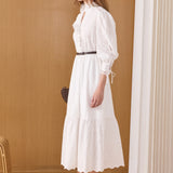 Ruffle Collar Puff Sleeve Maxi Dress