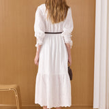 Ruffle Collar Puff Sleeve Maxi Dress