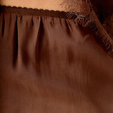Lace Trim Satin Midi Skirt