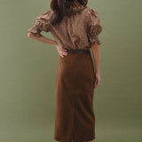 Ruffle Neck Swiss Dot Blouse