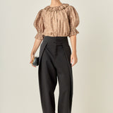 Ruffle Neck Swiss Dot Blouse