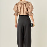 Ruffle Neck Swiss Dot Blouse