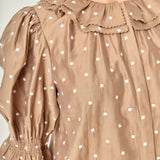 Ruffle Neck Swiss Dot Blouse
