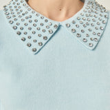 Rhinestone Collar Knit Top