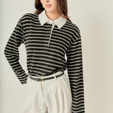 Striped Polo Knit Top