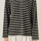 Striped Polo Knit Top