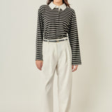 Striped Polo Knit Top