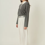 Striped Polo Knit Top