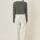 Striped Polo Knit Top