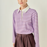 Striped Polo Knit Top