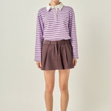 Striped Polo Knit Top