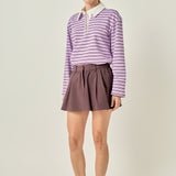 Striped Polo Knit Top