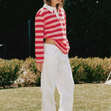 Striped Rugby Polo Top