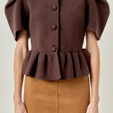 Puff Sleeve Peplum Knit Top