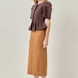 Puff Sleeve Peplum Knit Top