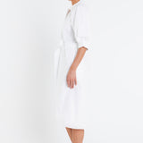 Shirringed Short Sleeves Shirt Dress