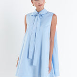 Sleeveless Bow Shirt Dress