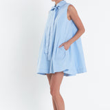 Sleeveless Bow Shirt Dress