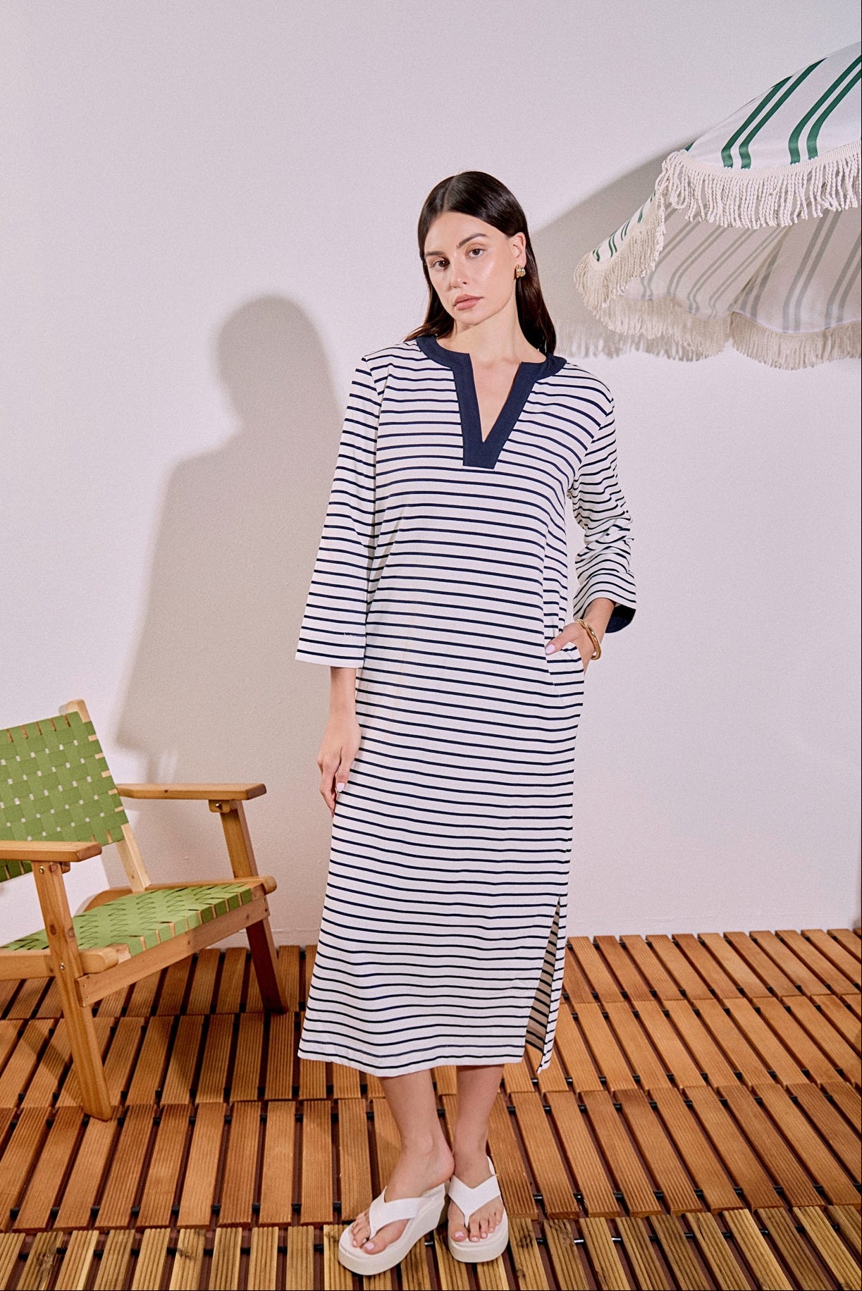 english factory striped midi dress English Factory
