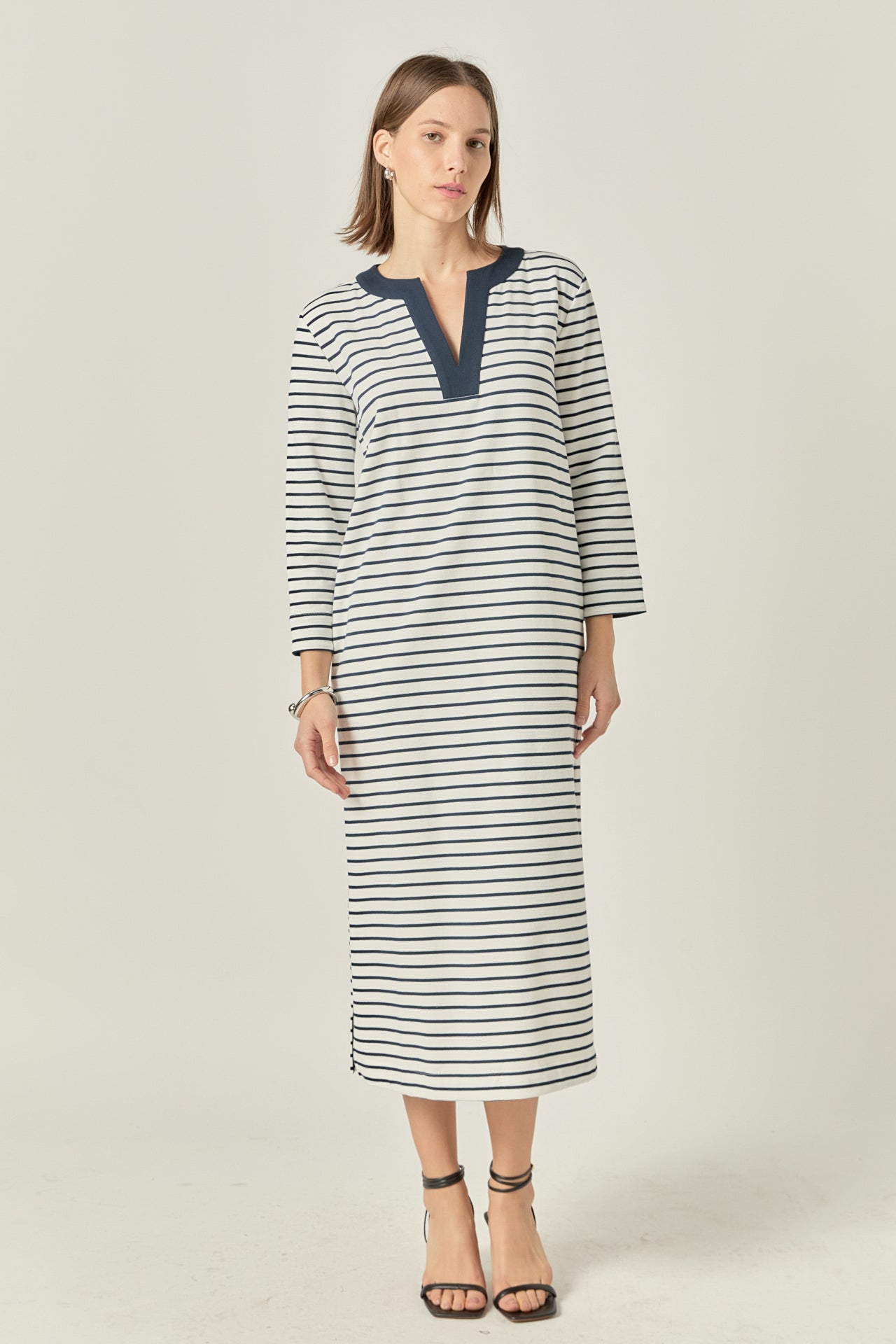 Stripe Jersey Midi Dress English Factory Stripe Jersey Midi Dress English Factory
