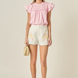 Mix Media Ruffle Top