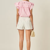 Mix Media Ruffle Top