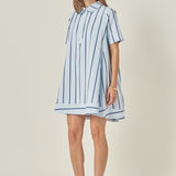 Stripe A-line Shirt Dress