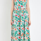 Back Bow Floral Midi Dress