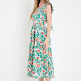 Back Bow Floral Midi Dress