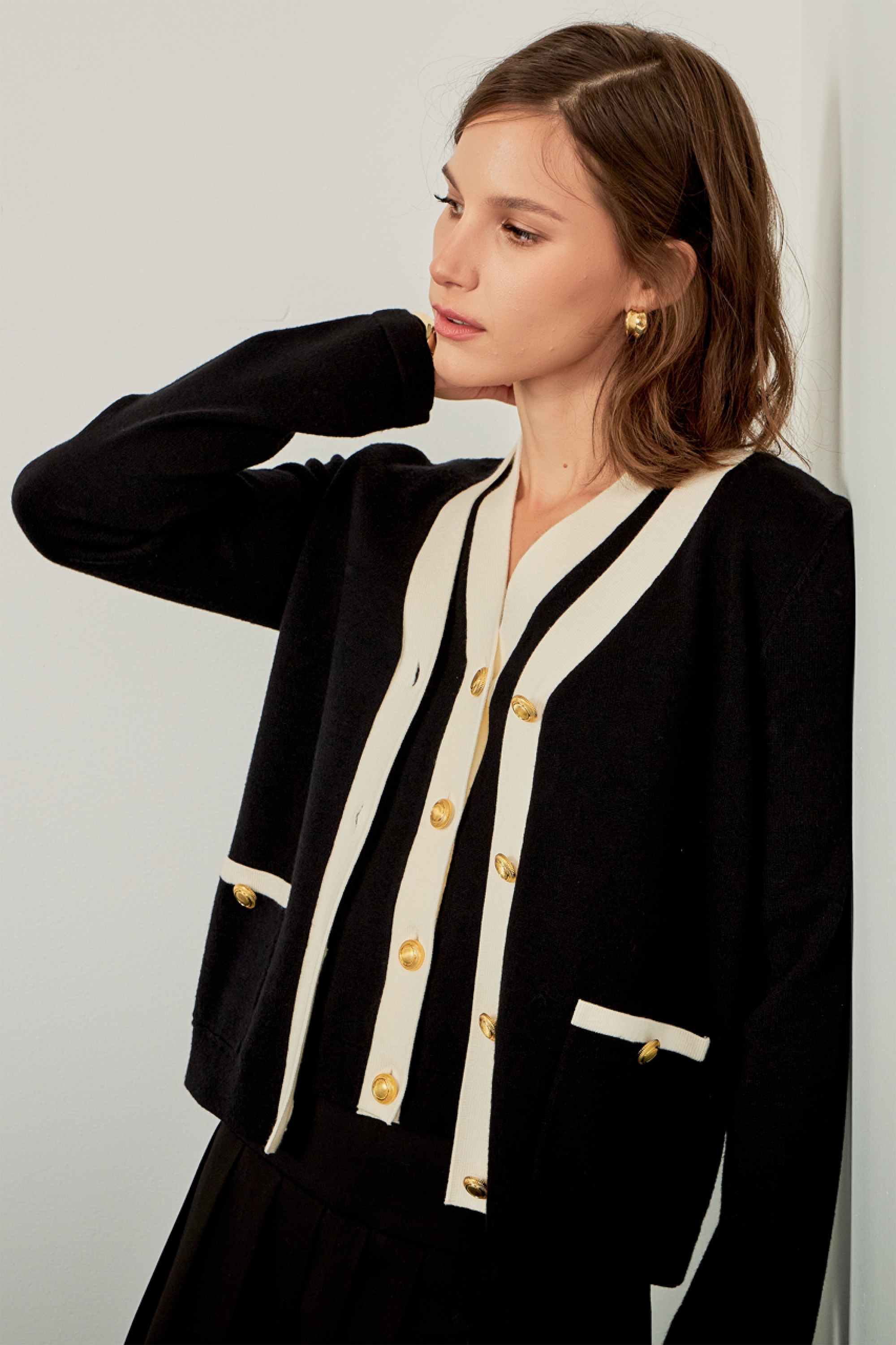 Colorblock Knit Cardigan - English Factory