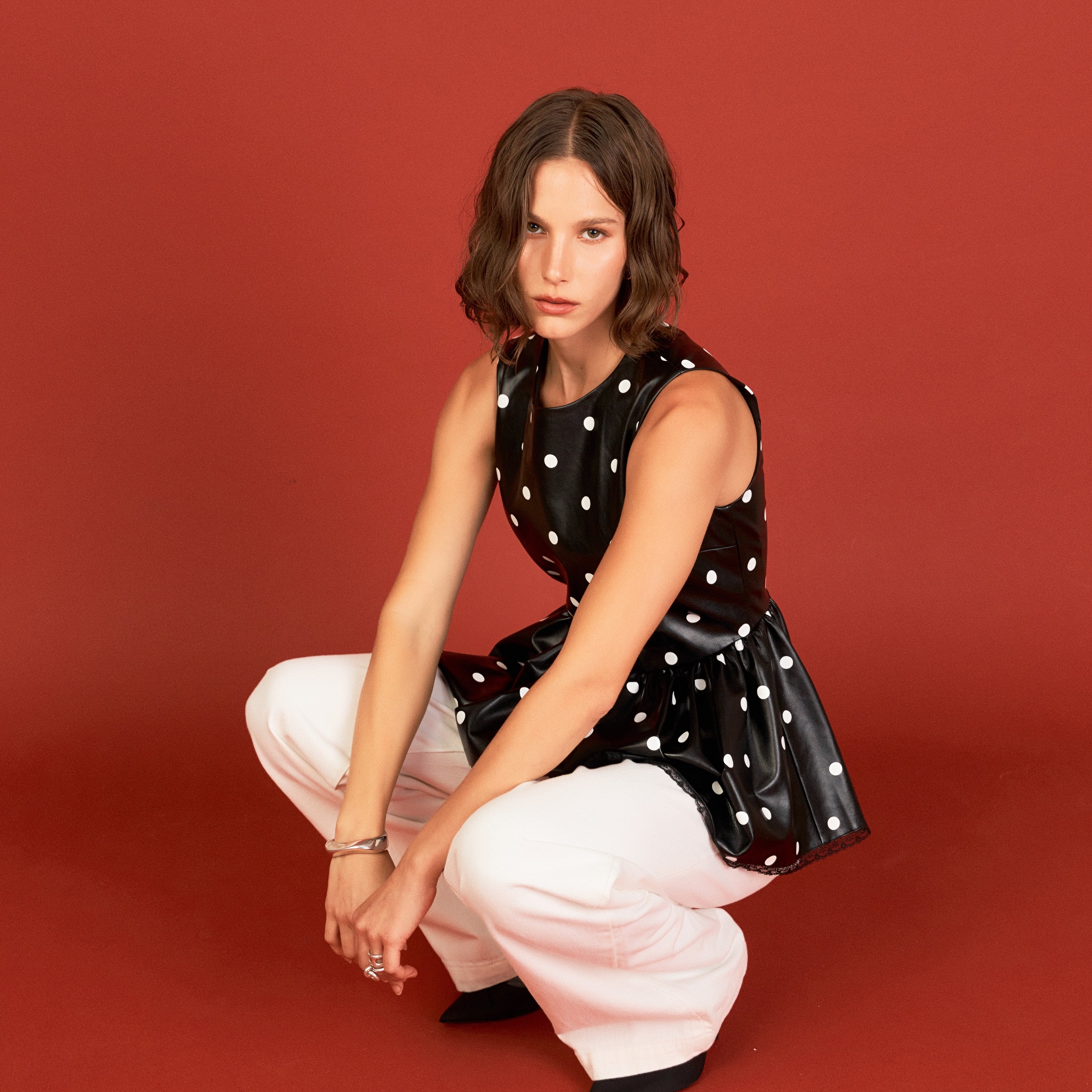 Pu Polka Dot Top - English Factory
