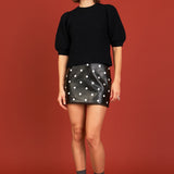 Polka Dot Pu Mini Skirt