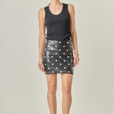Polka Dot Pu Mini Skirt