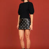 Polka Dot Pu Mini Skirt