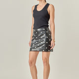 Polka Dot Pu Mini Skirt