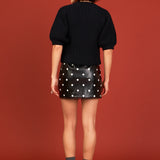 Polka Dot Pu Mini Skirt