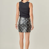 Polka Dot Pu Mini Skirt