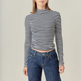Stripe Turtle Neck Top