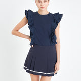 Poplin Ruffle Detail Sleeveless Top