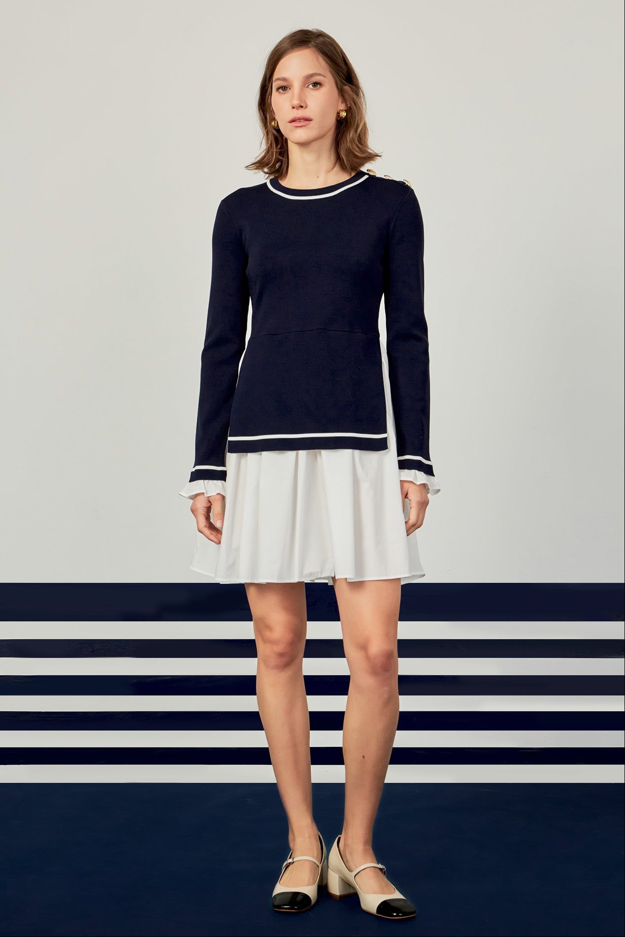 Poplin Combo Knit Dress English Factory Poplin Combo Knit Dress English Factory
