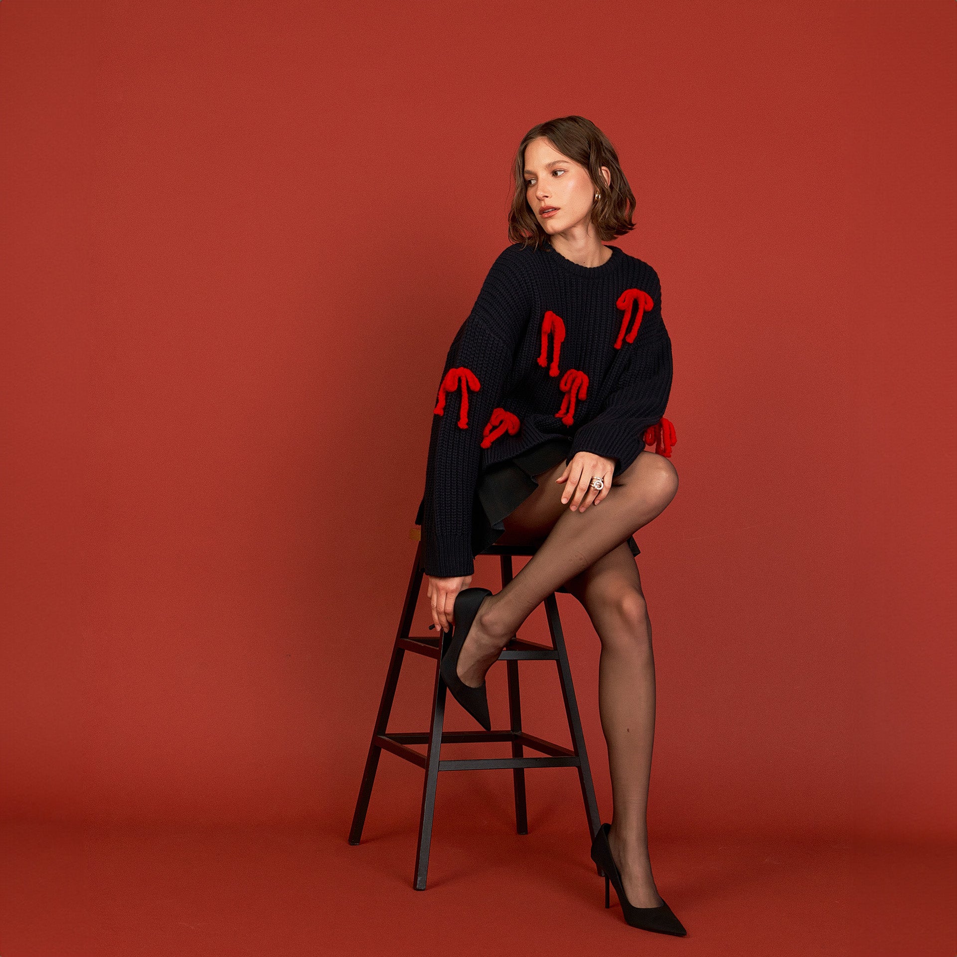 Glitter Lettering Sweater English Factory