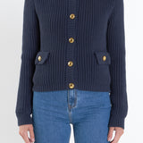 Gold Button Pointed Cardigan