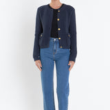 Gold Button Pointed Cardigan